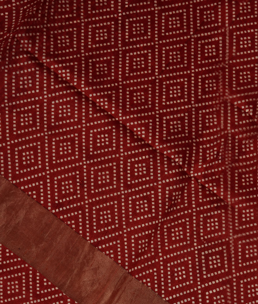 Maroon Printed Raw Silk Saree T305448-image
