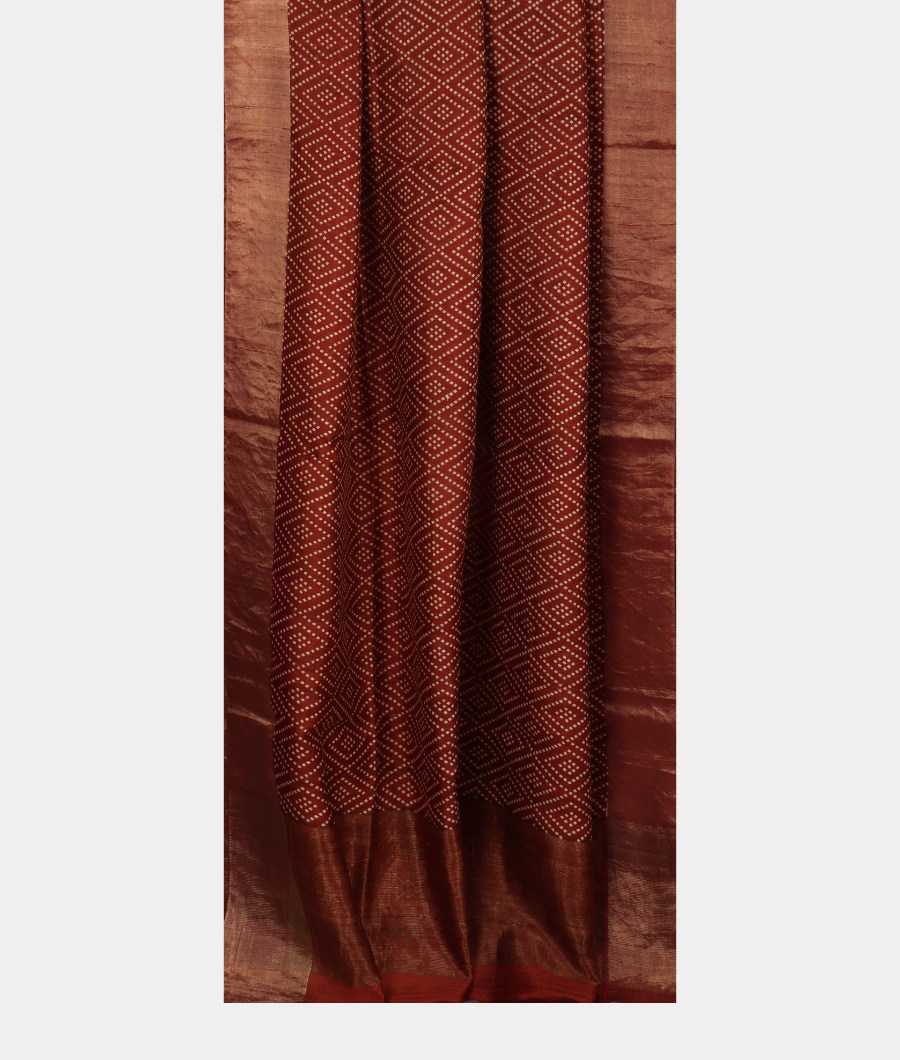 Maroon Printed Raw Silk Saree T3054482