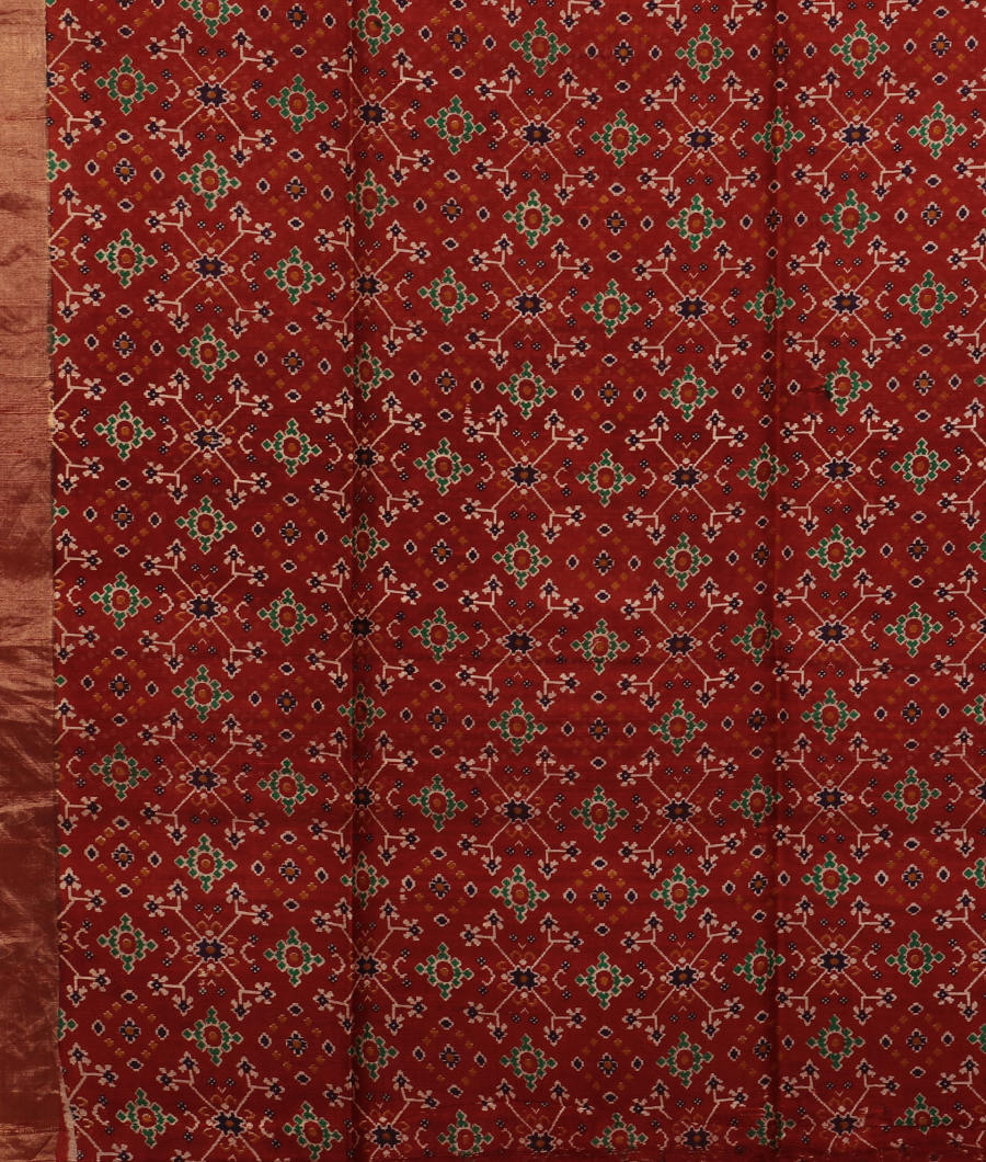 Maroon Printed Raw Silk Saree T3054483
