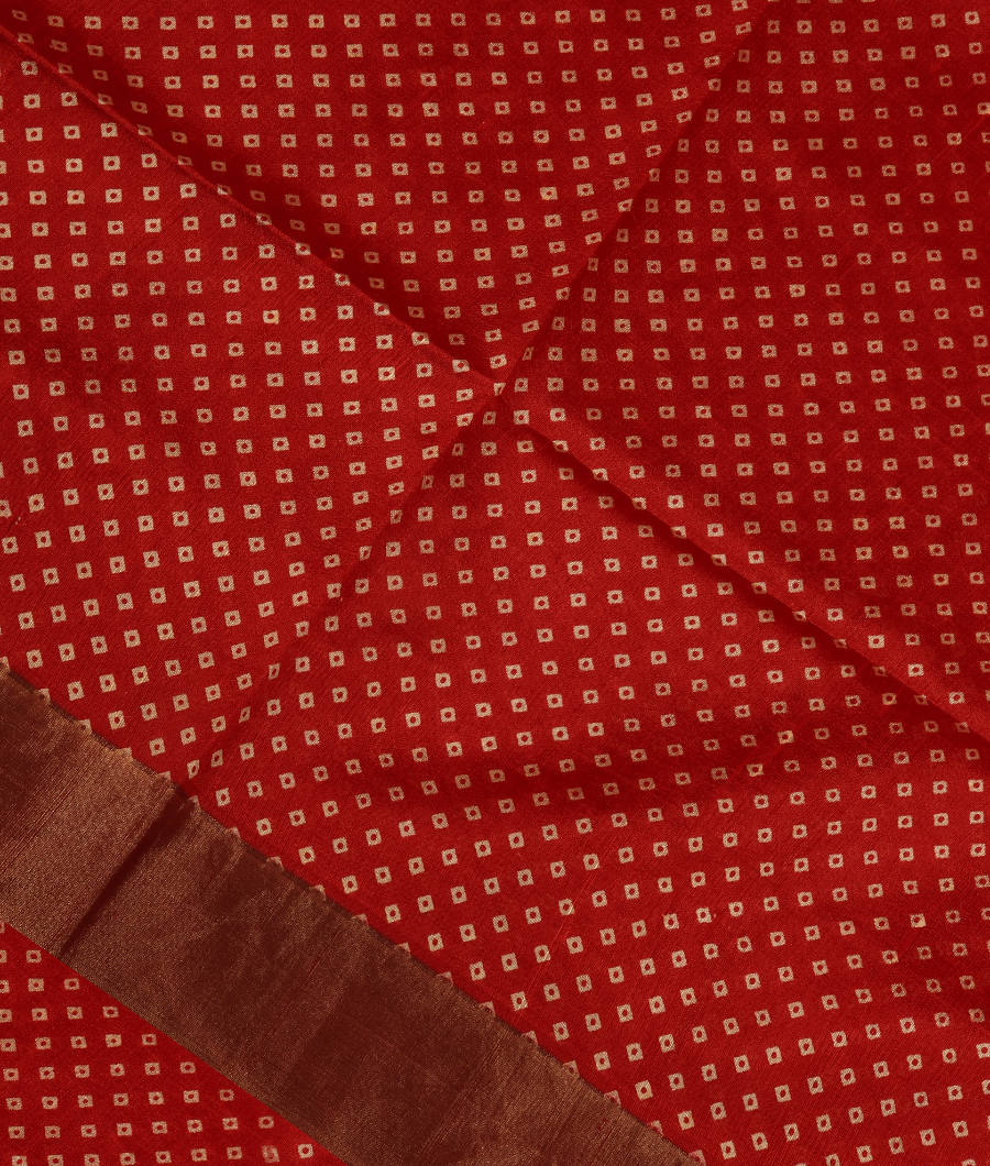 Red Printed Raw Silk Saree T321336-image