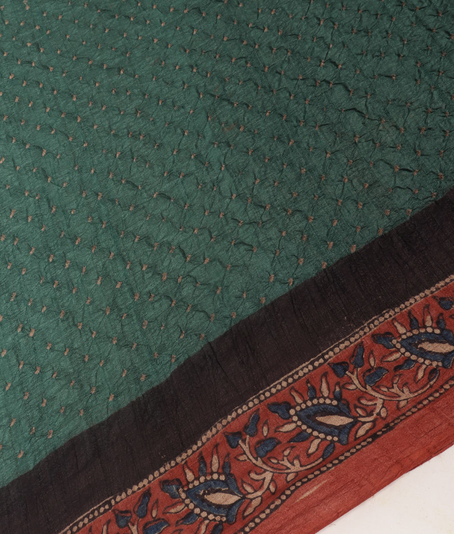 Blue Bandhani Tussar Saree T3227764