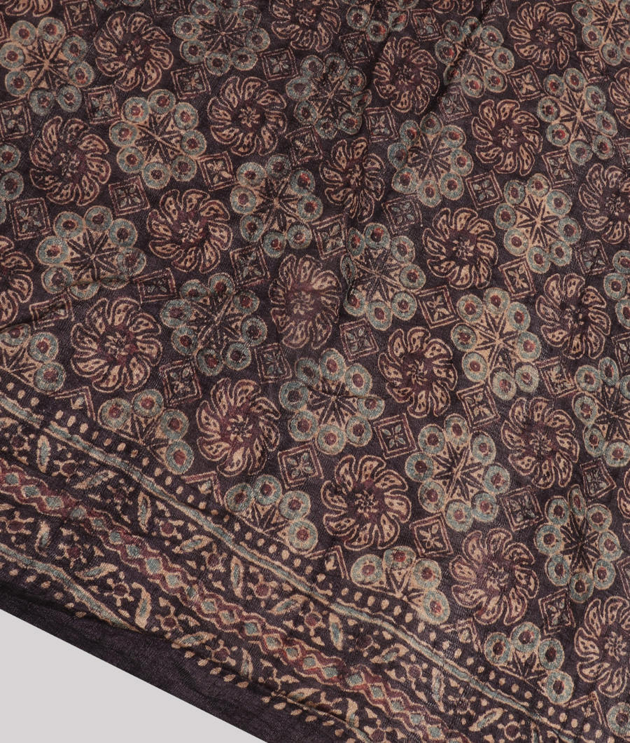 Brown Bandhani Tussar Saree T3227733