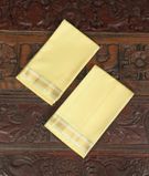 Yellow Handwoven Kanjivaram Silk Dhoti and Vastharam T2215671