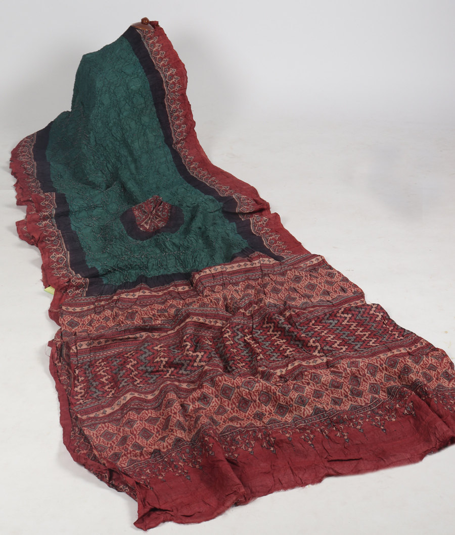 Blue Bandhani Tussar Saree T322774-image