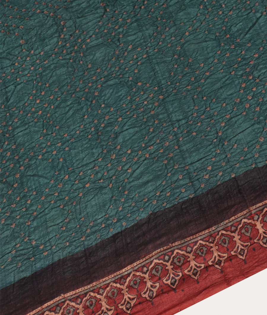 Blue Bandhani Tussar Saree T3227744