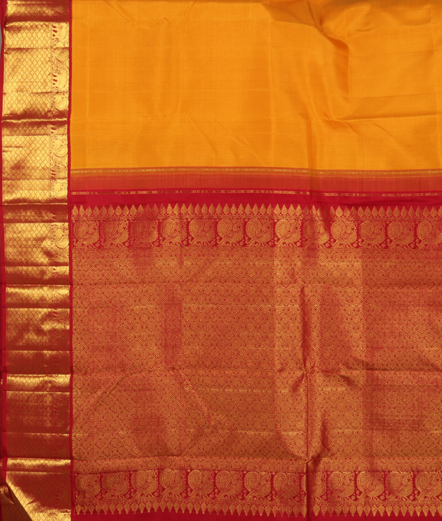 Yellow Handwoven Kanjivaram Silk Saree T3139554