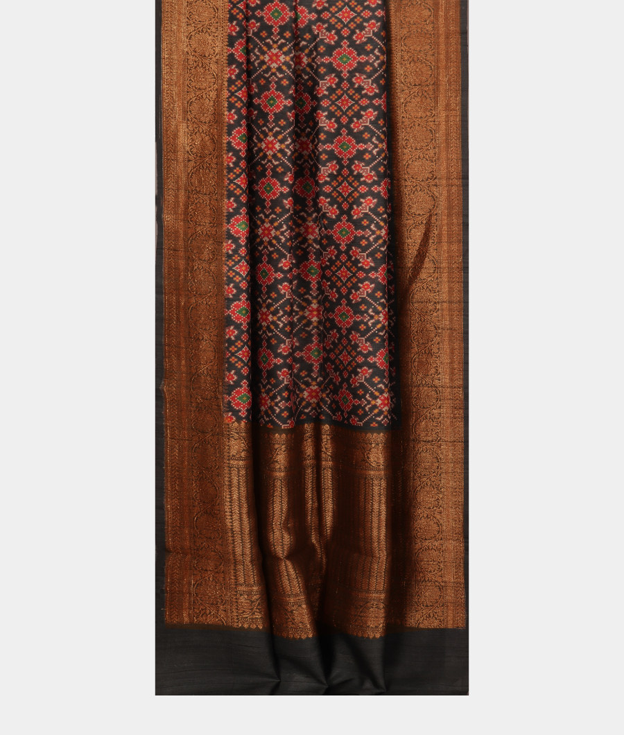 Dark Grey Printed Banaras Tussar Georgette Saree T2684042