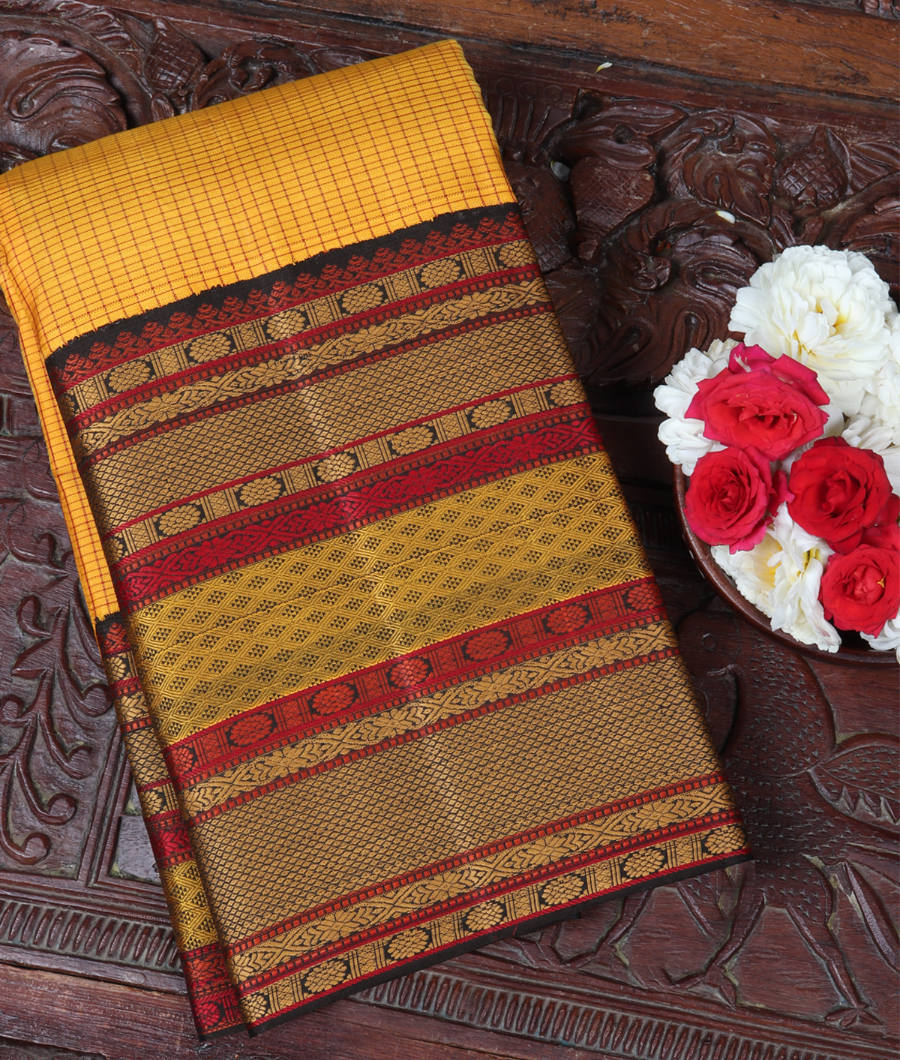 Yellow Handwoven Kanjivaram Silk Saree T318095-image