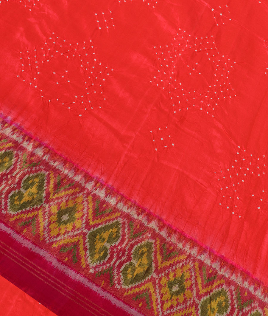 Dark Peach Bandhani Patola Silk Saree T302522-image