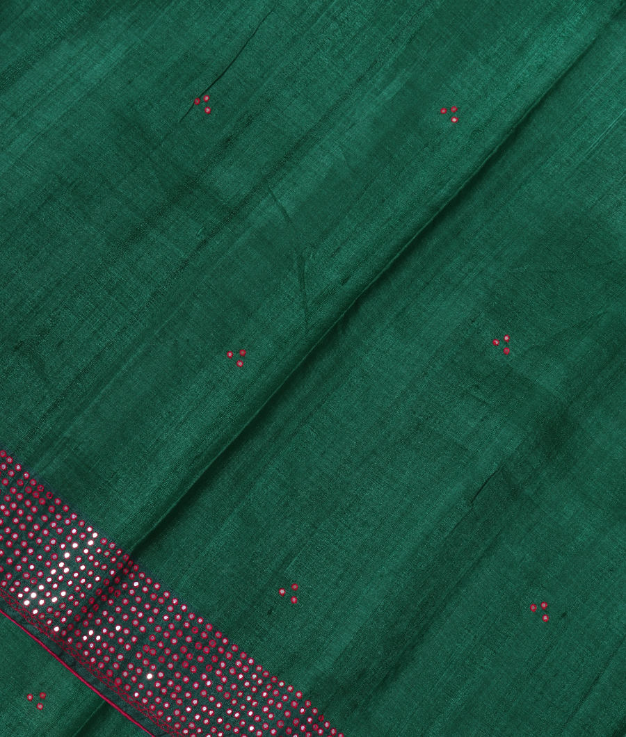 Green Tussar Embroidery Saree T295237-image