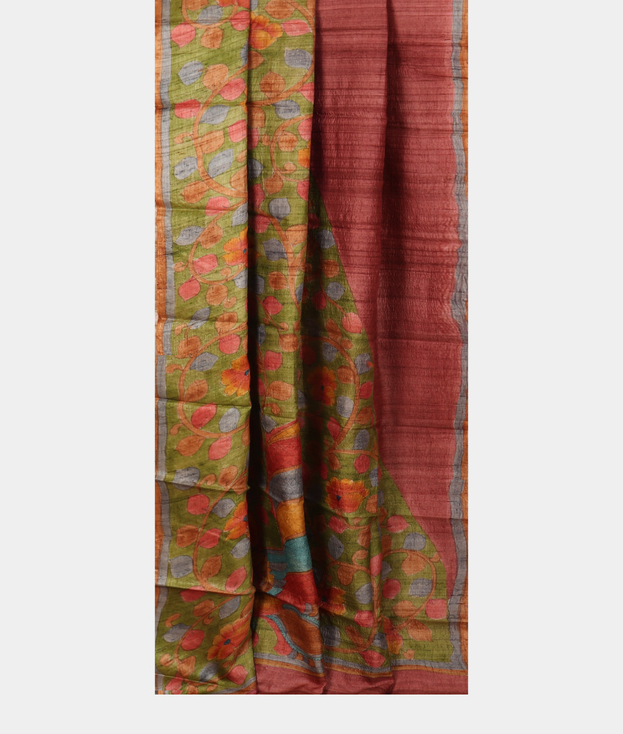 Pink Tussar Printed Saree T2860572
