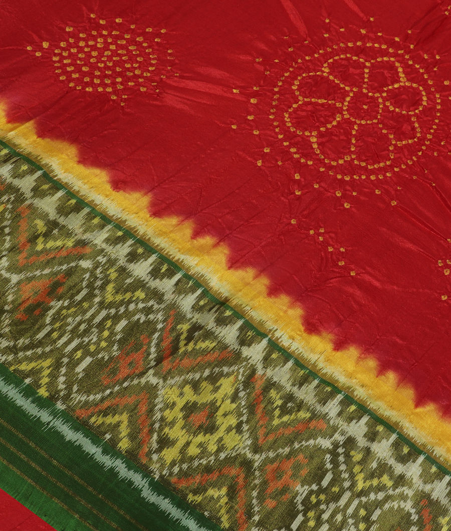 Red Bandhani Patola Silk Saree T251818-image
