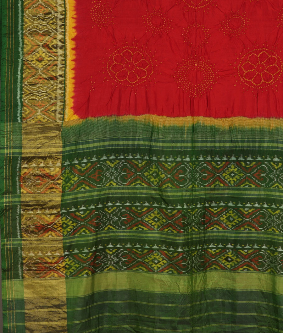 Red Bandhani Patola Silk Saree T2518184