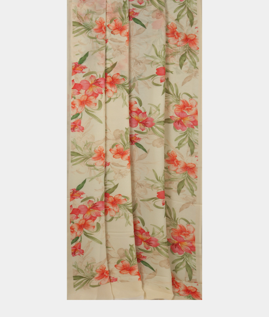 Cream Georgette Silk Saree T3004082