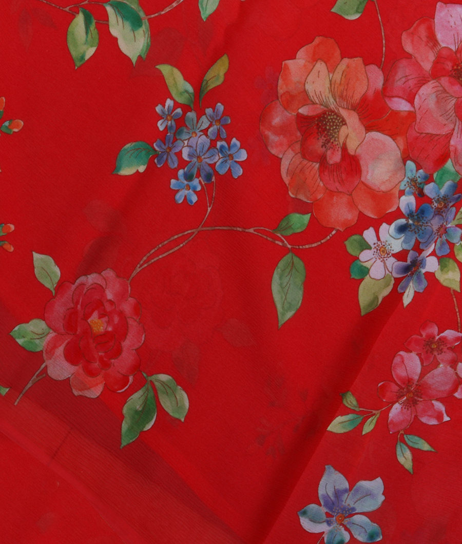 Red Chiffon Silk Saree T318705-image
