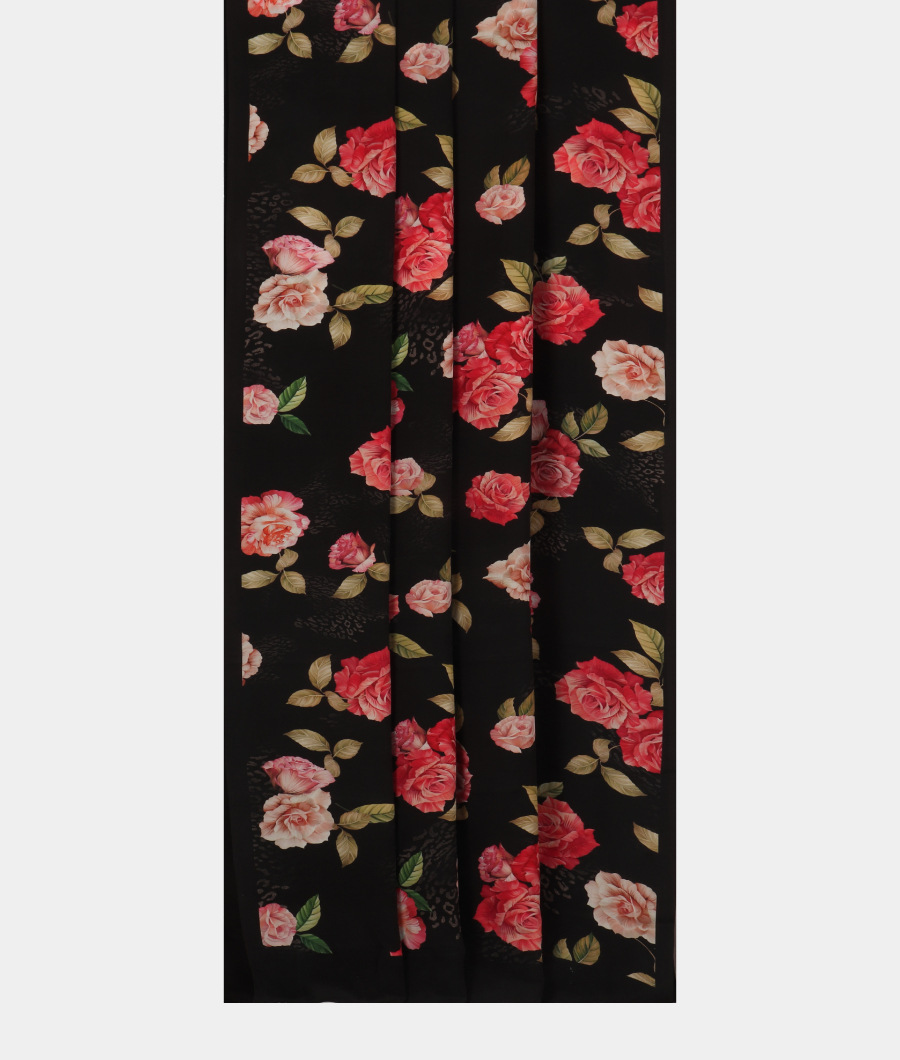 Black Georgette Silk Saree T3224252