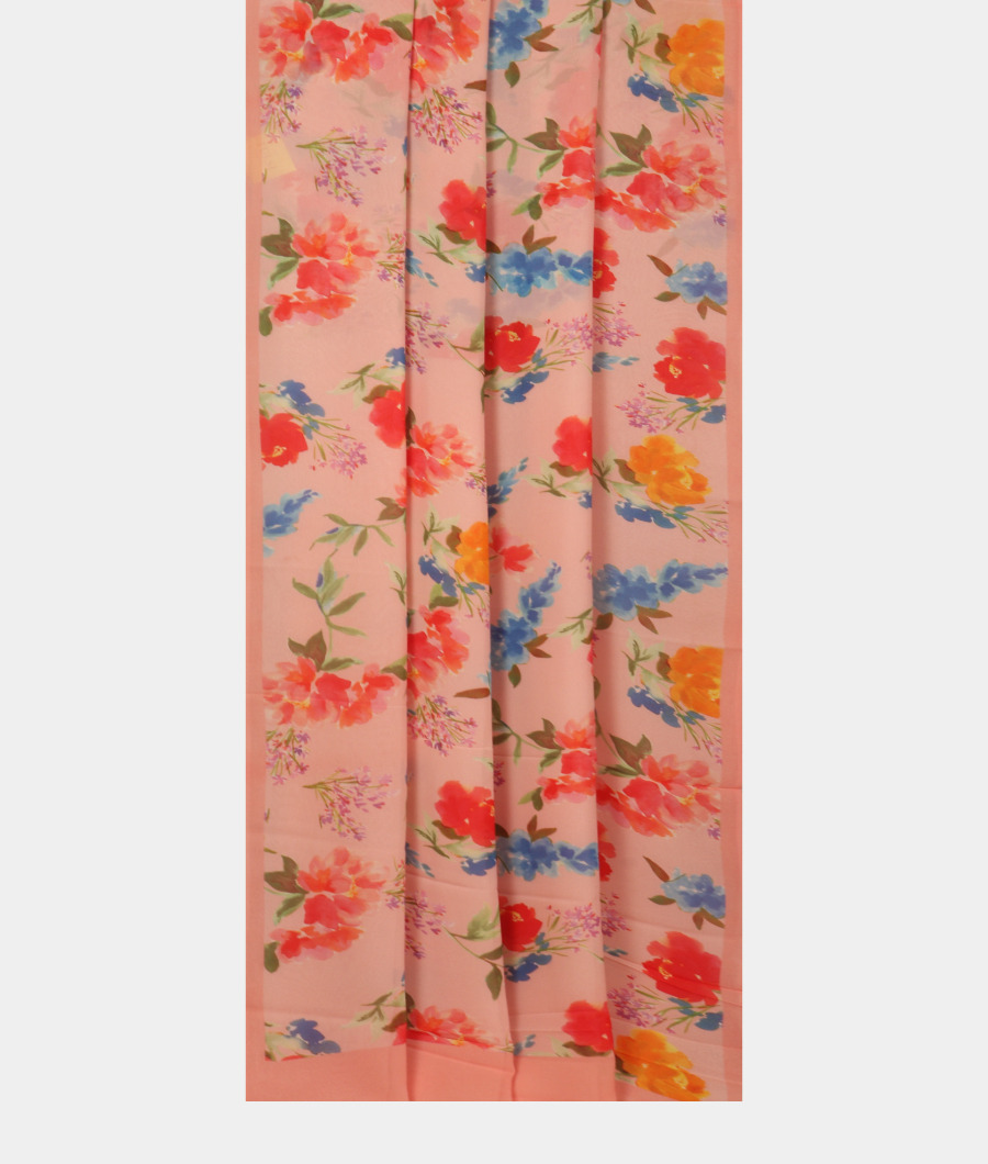 Light Peach Georgette Silk Saree T3004232