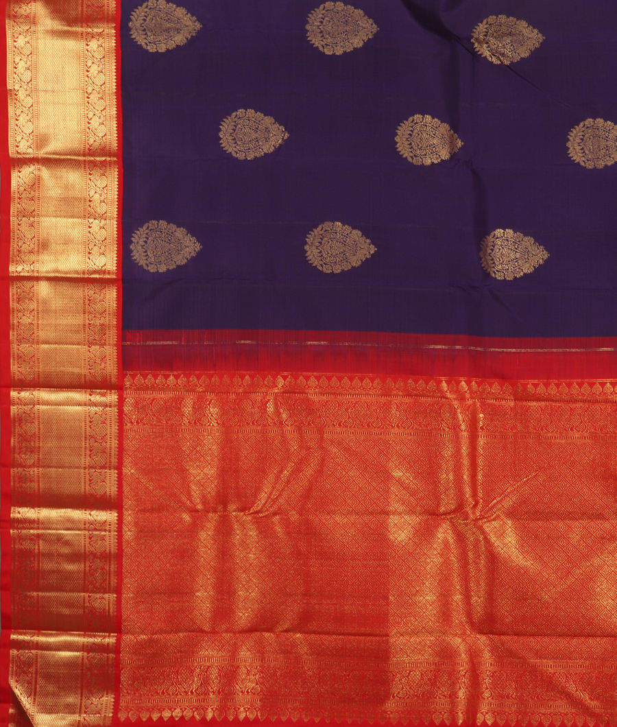 Blue Handwoven Kanjivaram Silk Saree T2609094