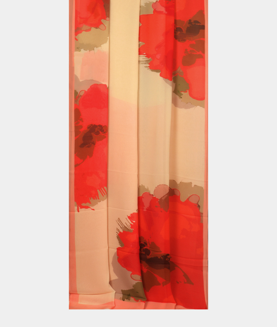 Cream Georgette Silk Saree T3003942