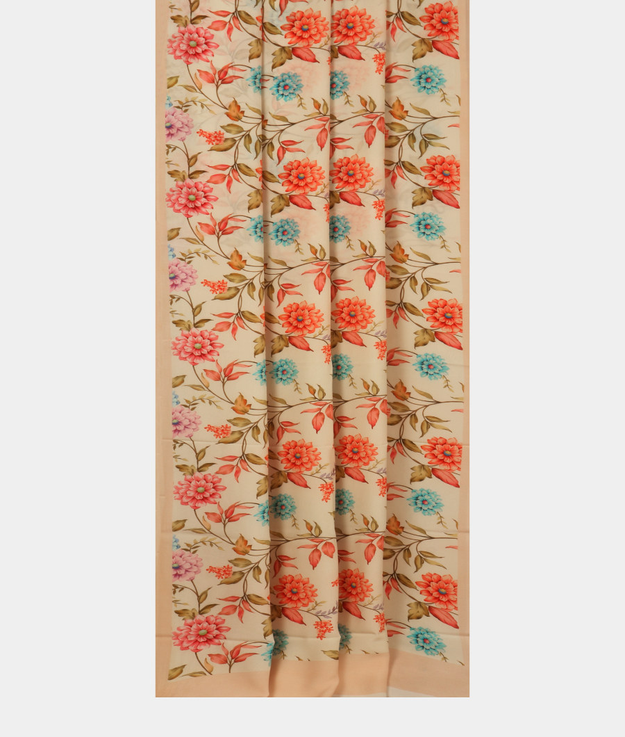 Cream Georgette Silk Saree T3224312