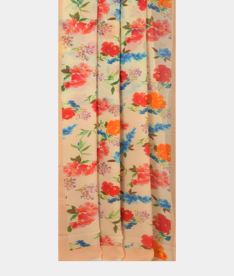 Cream Georgette Silk Saree T3003902