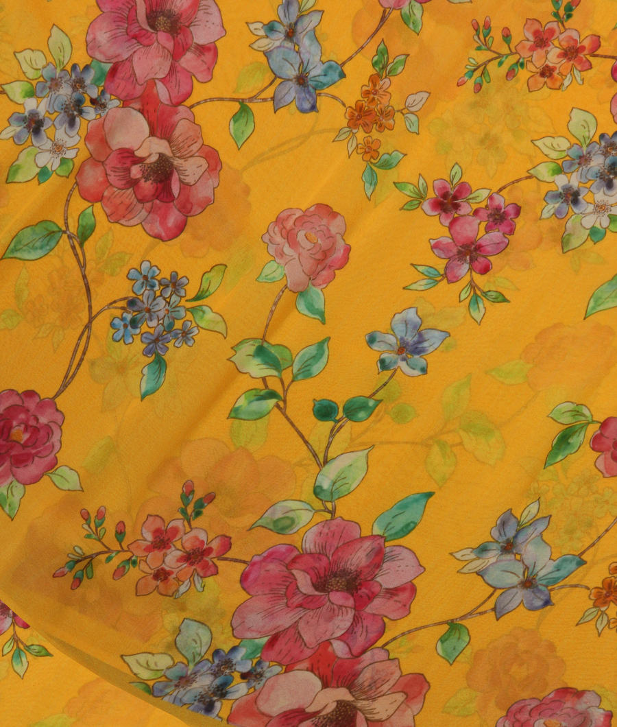 Yellow Georgette Silk Saree T300401-image