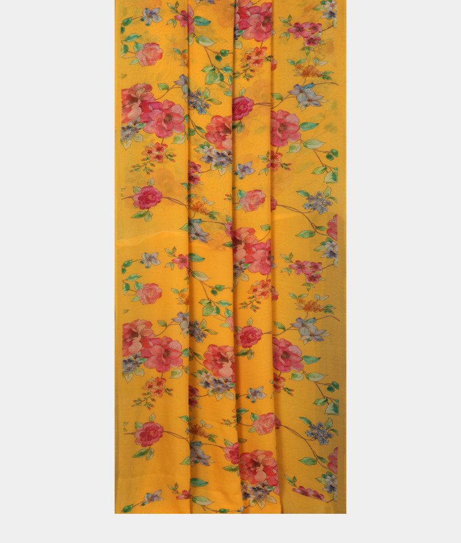 Yellow Georgette Silk Saree T3004012