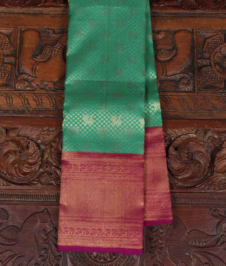 Bluish Green Handwoven Kanjivaram Silk Saree T295911-image