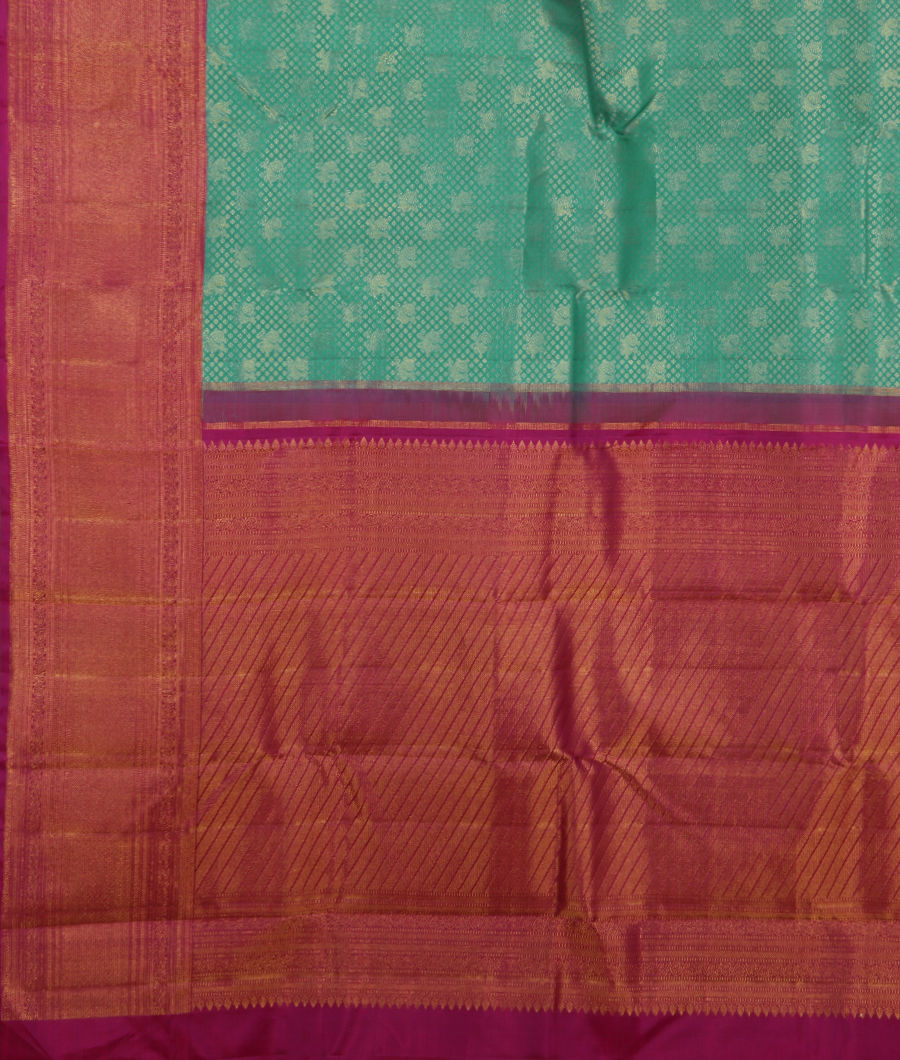 Bluish Green Handwoven Kanjivaram Silk Saree T2959114