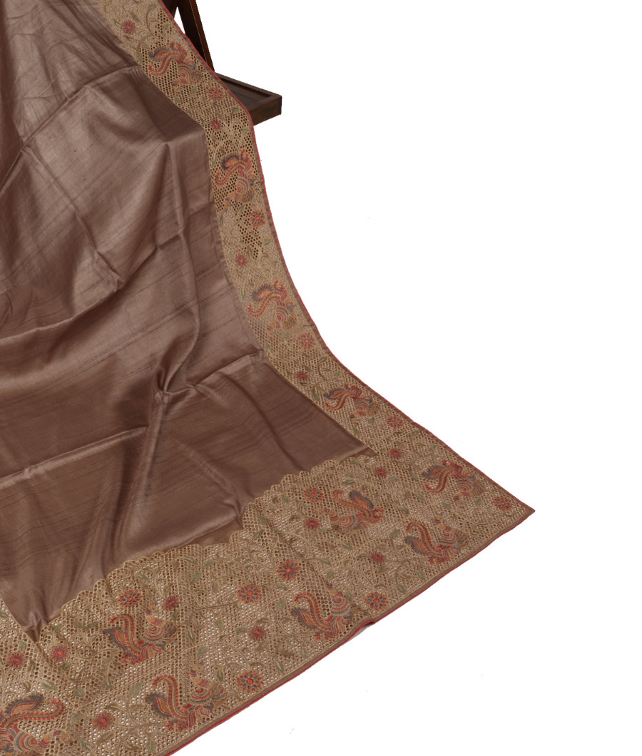 Grey Tussar Cutwork Saree T323219-image
