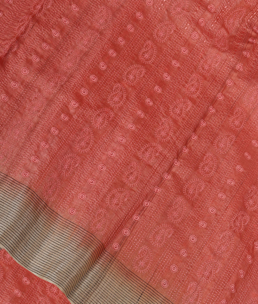 Pink Tussar Embroidery Saree T297306-image