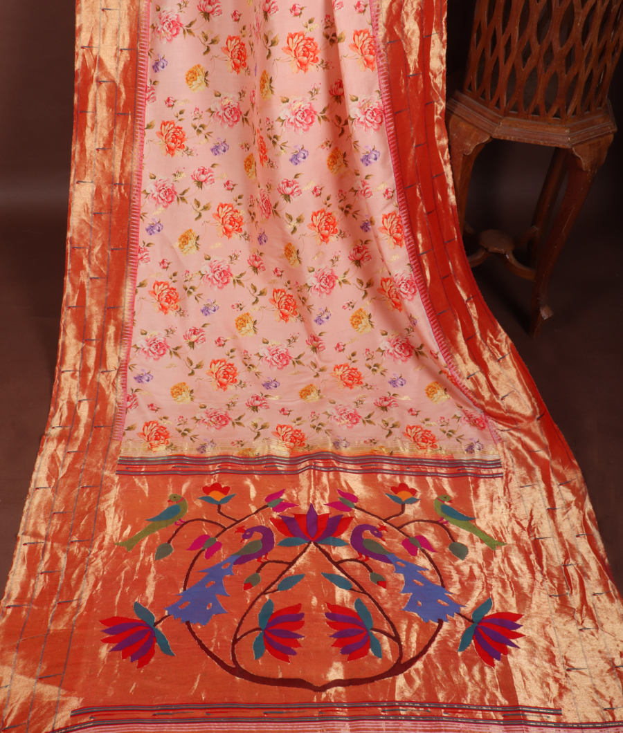 Pink Paithani Printed Silk Saree T326081-image