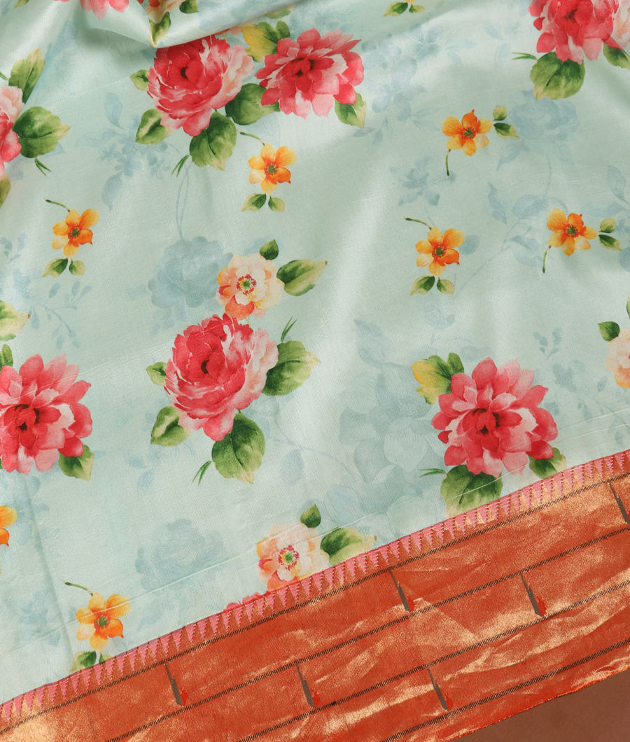 Blue Paithani Printed Silk Saree T3260832