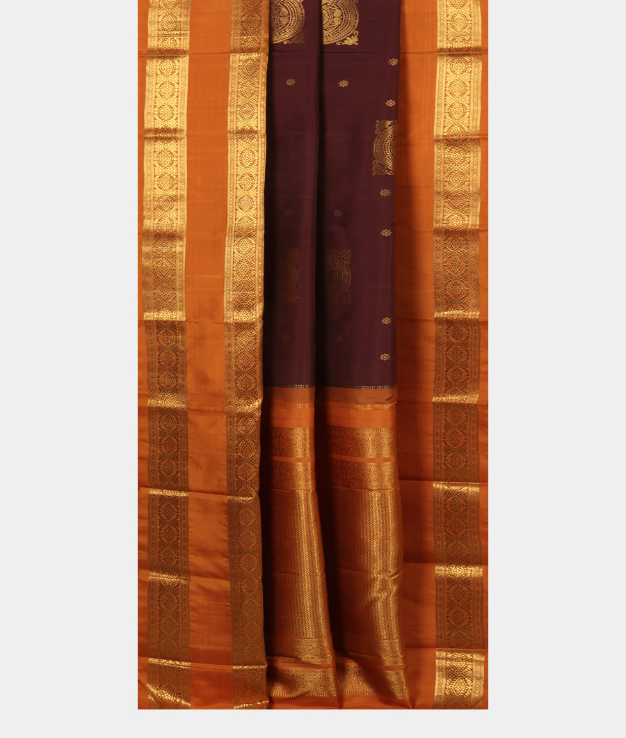 Brownish Purple Handwoven Kanjivaram Silk Saree T1863372