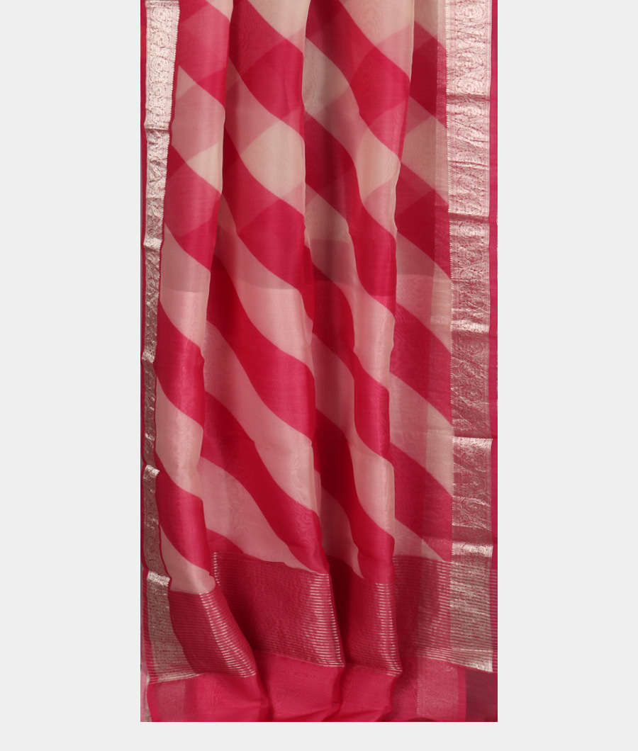 Pink and White Kora Organza Printed Saree T3260512