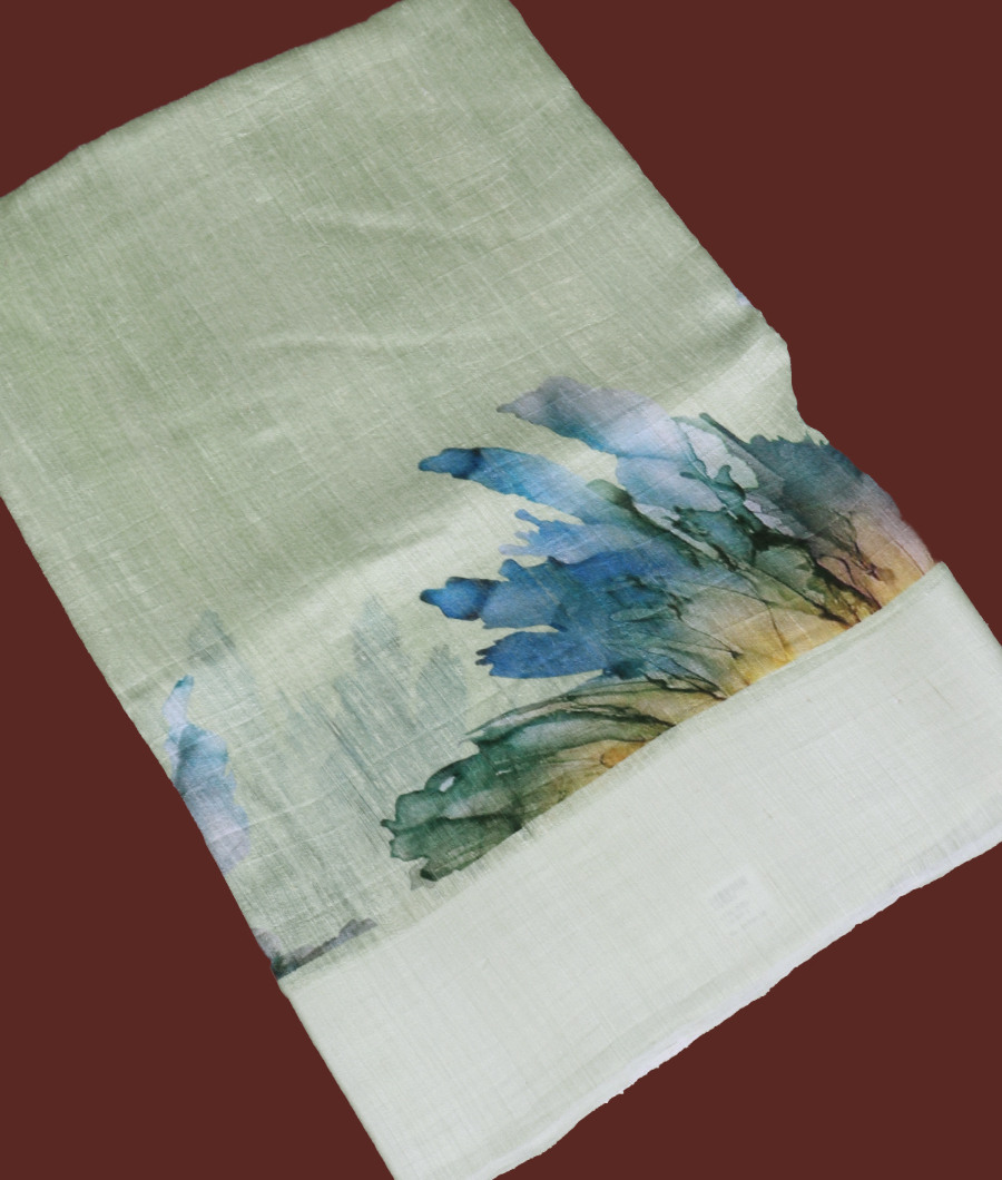 Green Tussar Printed Saree T325522-image