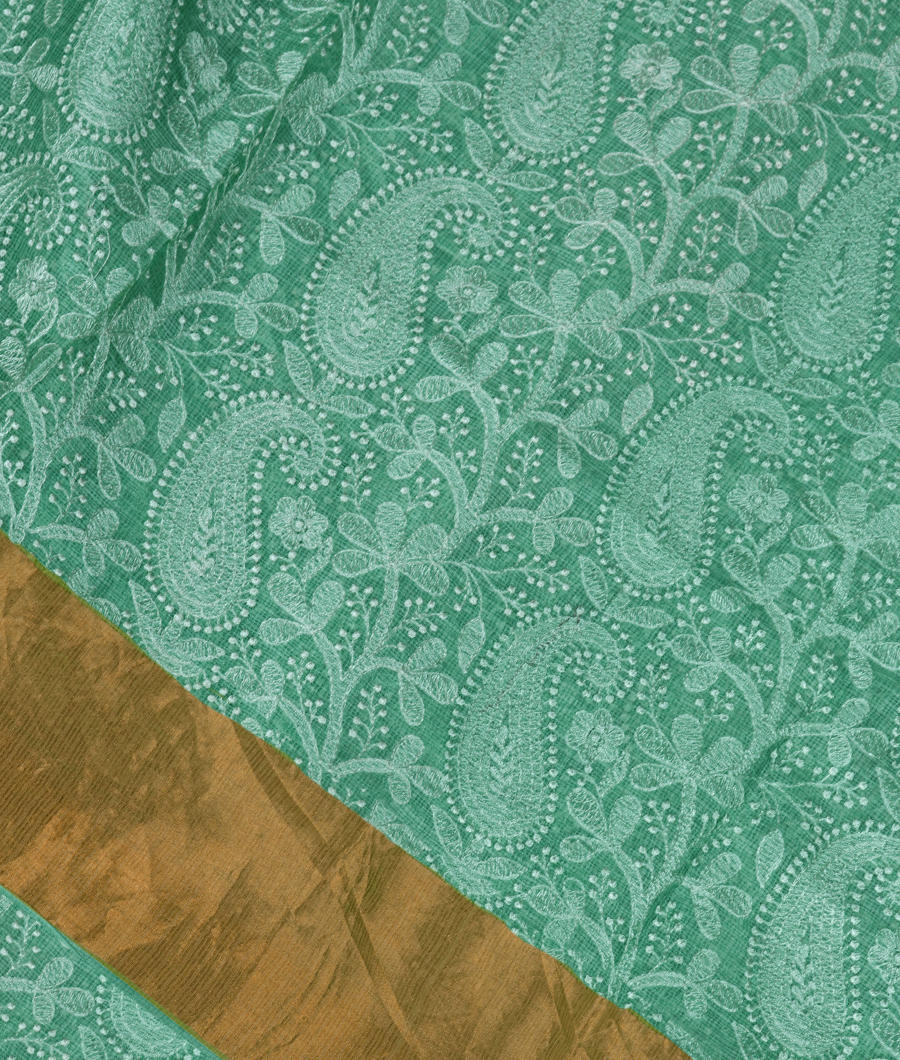 Green Silk Kota Embroidery Saree T326089-image