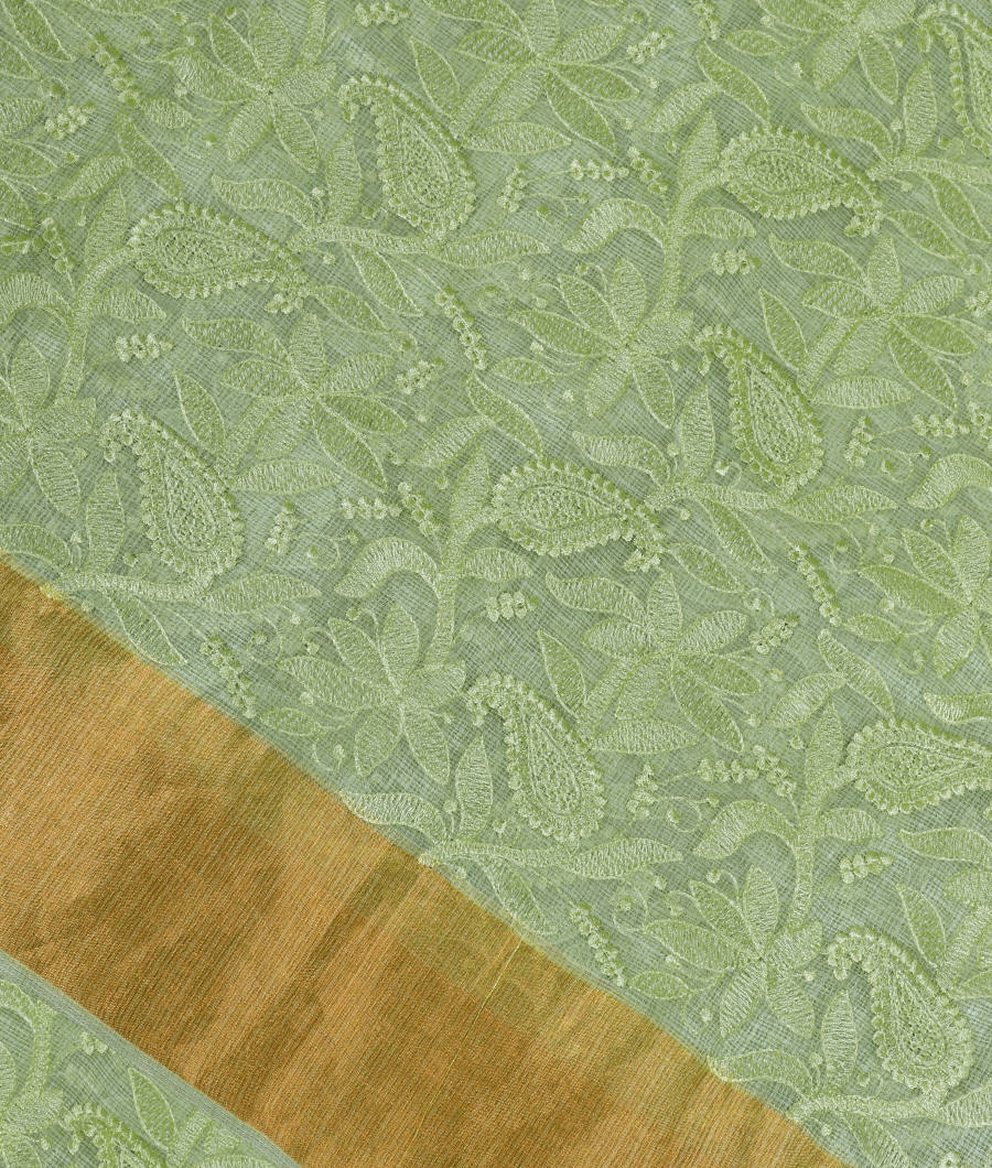 Green Silk Kota Embroidery Saree T326088-image