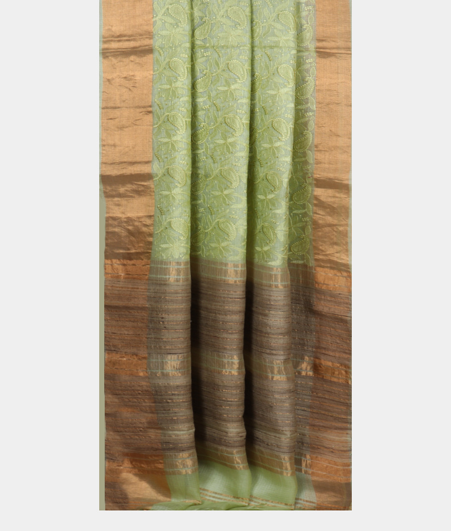 Green Silk Kota Embroidery Saree T3260882