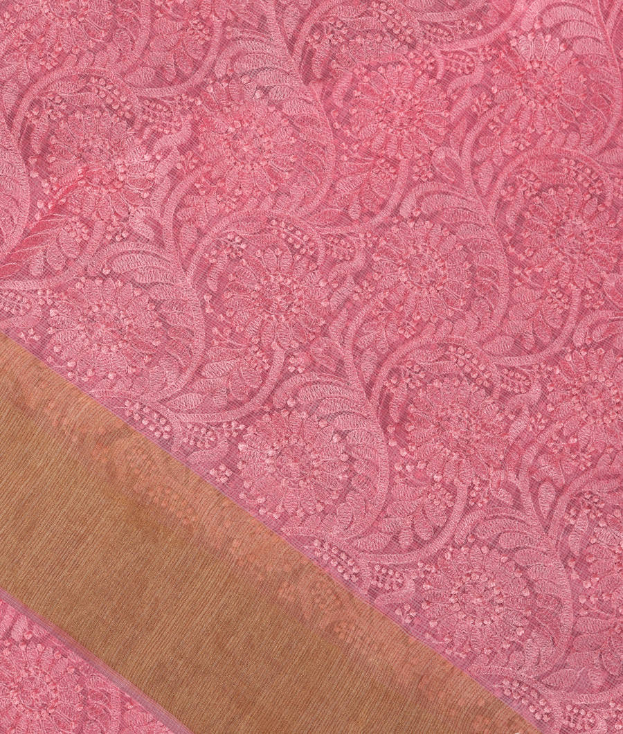 Pink Silk Kota Embroidery Saree T326093-image