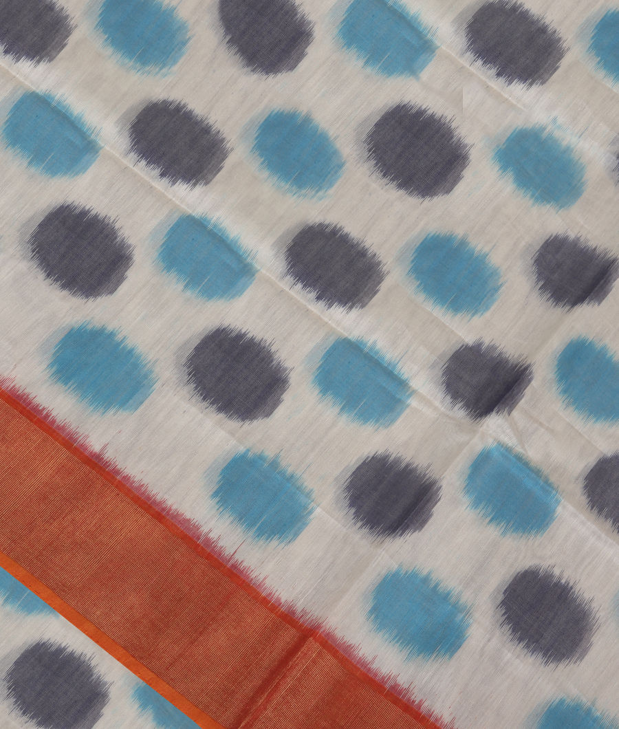 White Pochampalli Silk Cotton Saree T326590-image