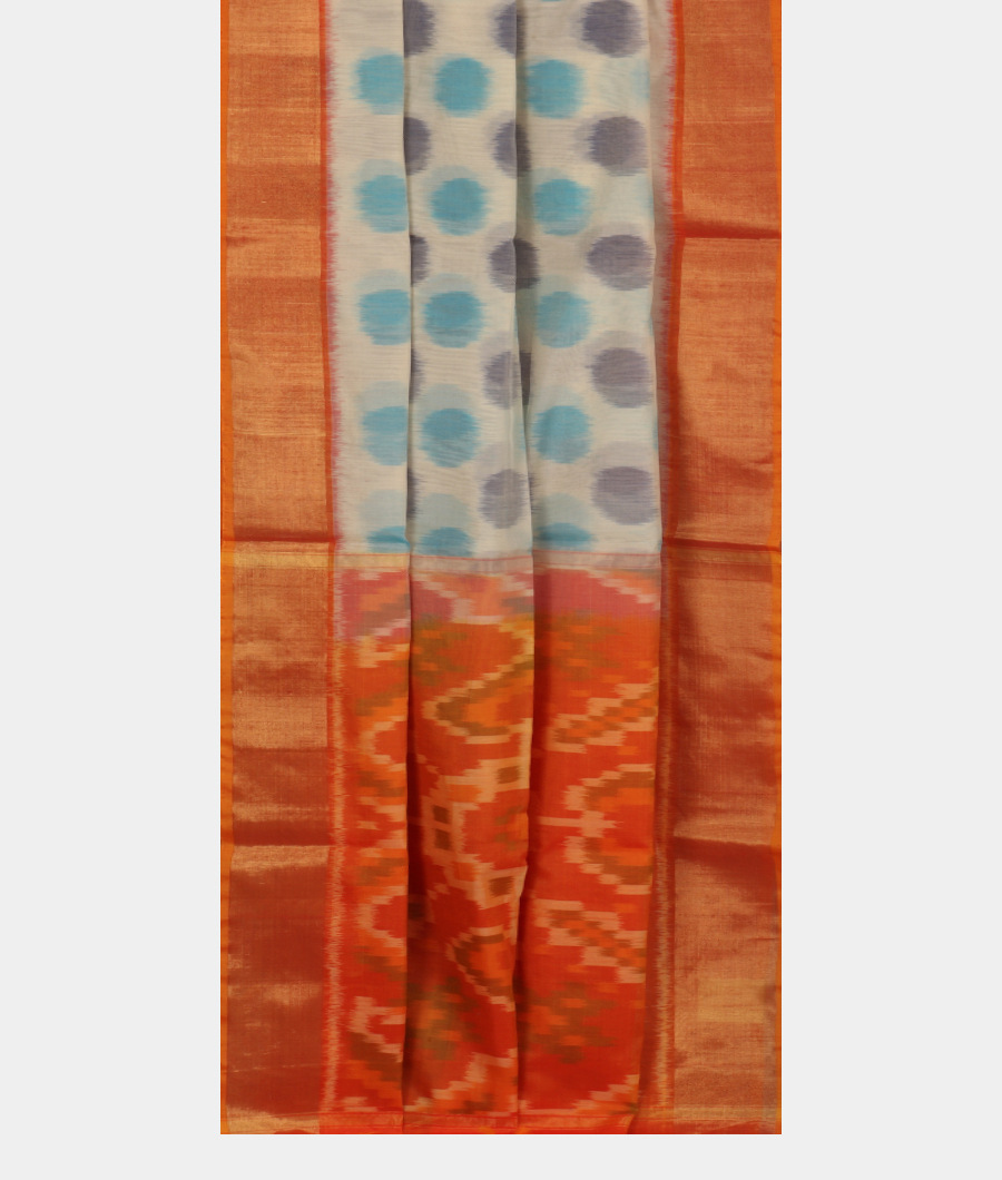 White Pochampalli Silk Cotton Saree T3265902