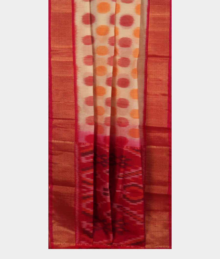 Off-White Pochampalli Silk Cotton Saree T3265952