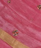 Pink Linen Embroidery Saree T2893661