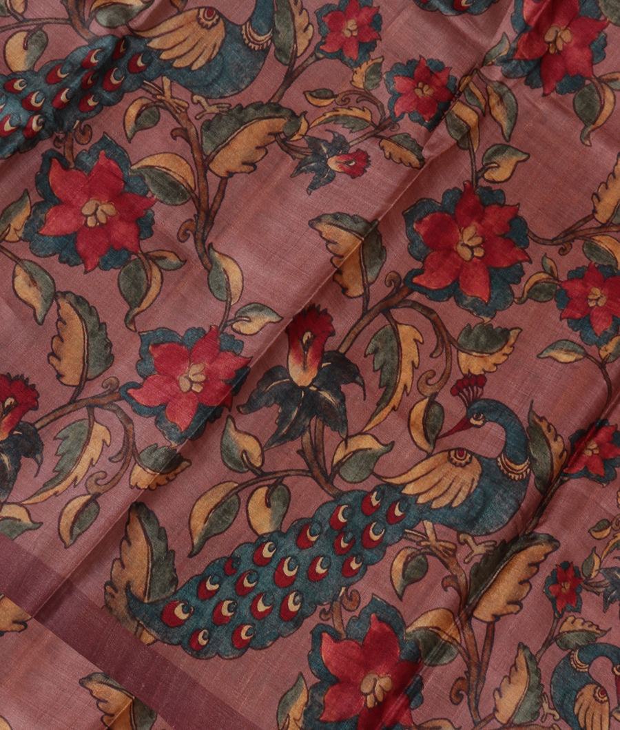 Mavue Pink Tussar Printed Saree T318576-image
