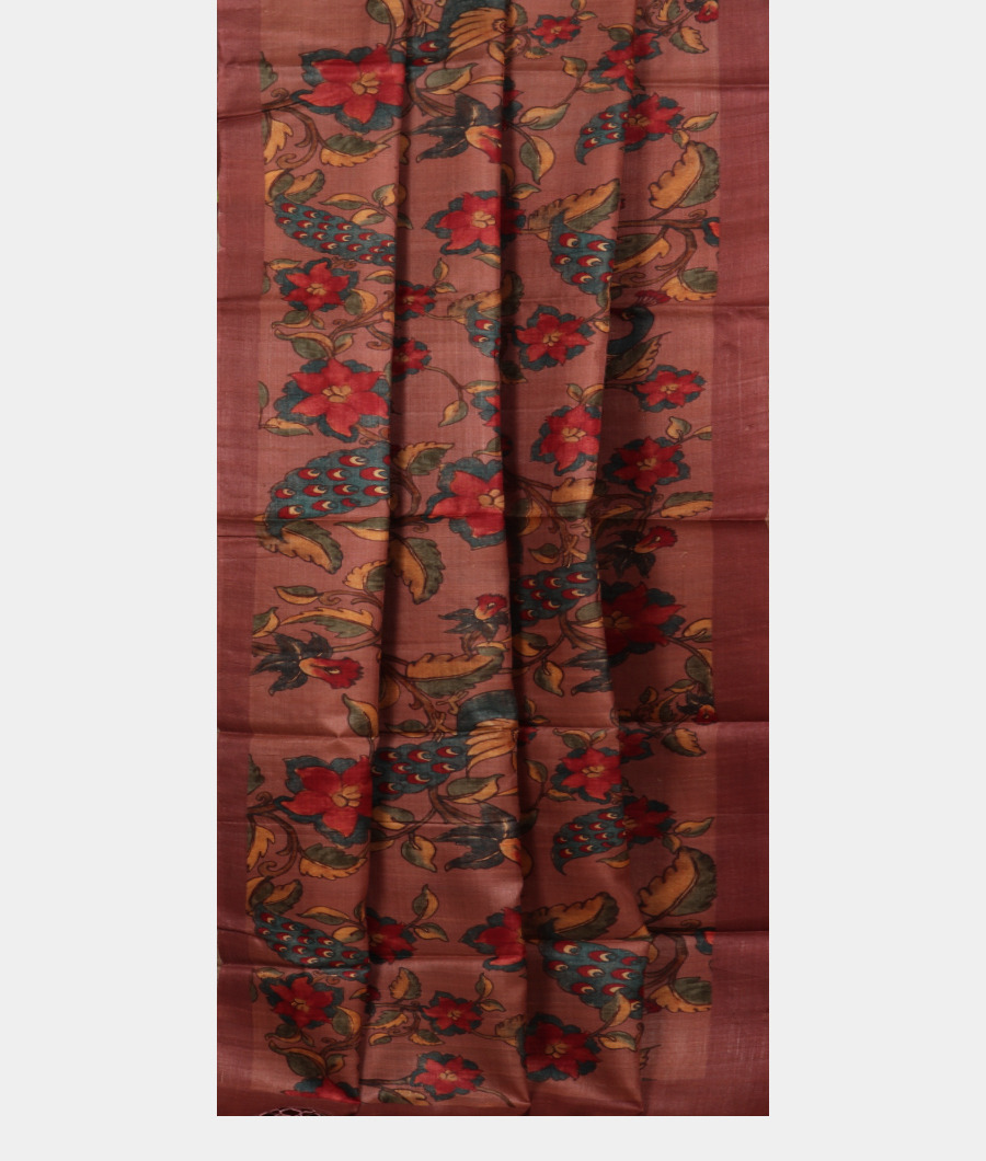 Mavue Pink Tussar Printed Saree T3185762
