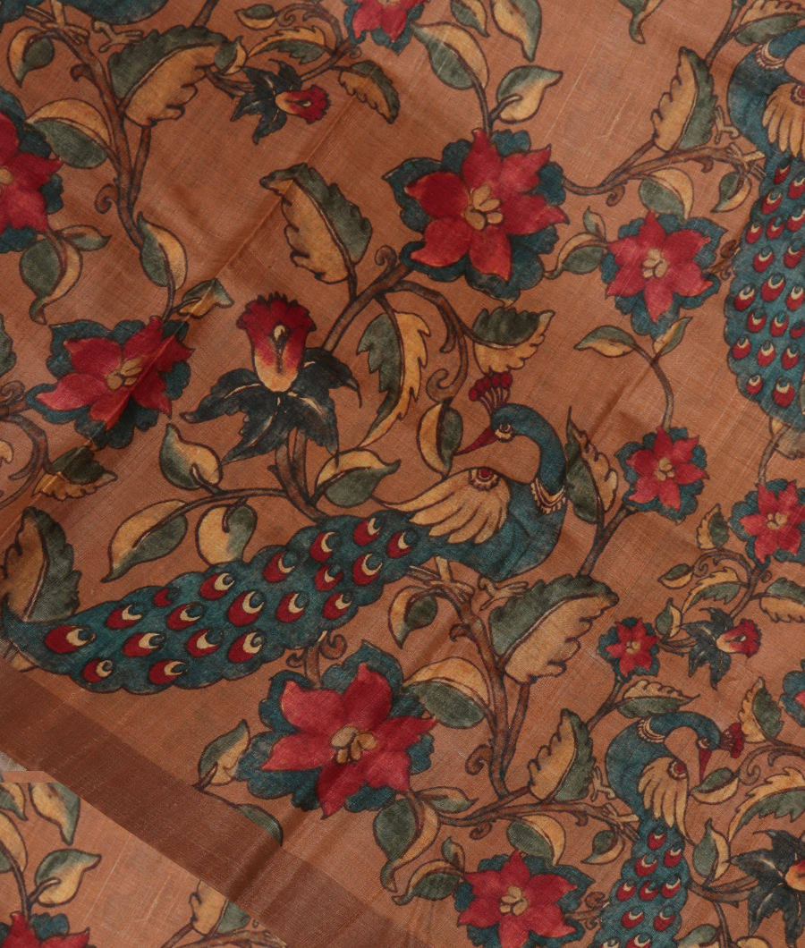Brown Tussar Printed Saree T318575-image