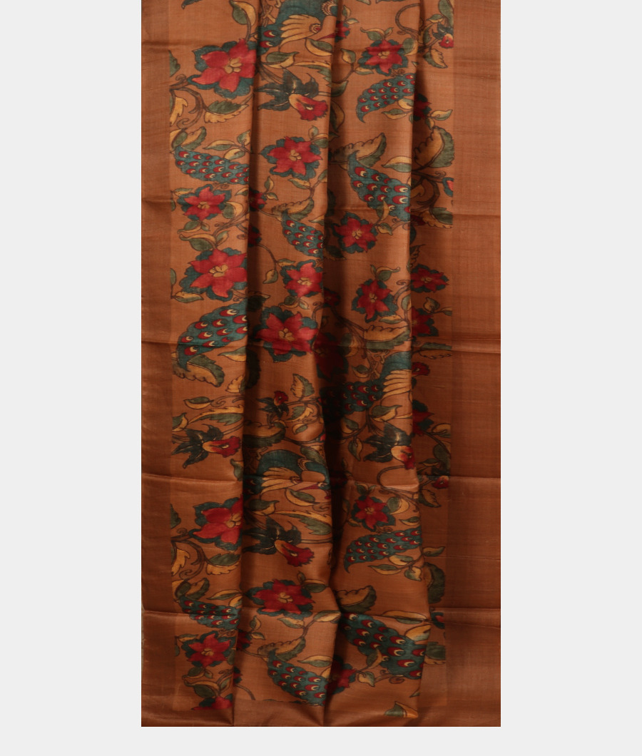 Brown Tussar Printed Saree T3185752