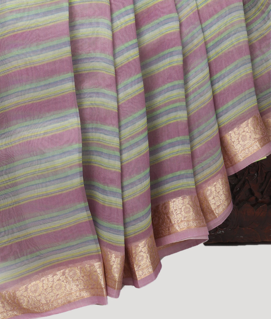 Light Lavender Kora Organza Printed Saree T3260673