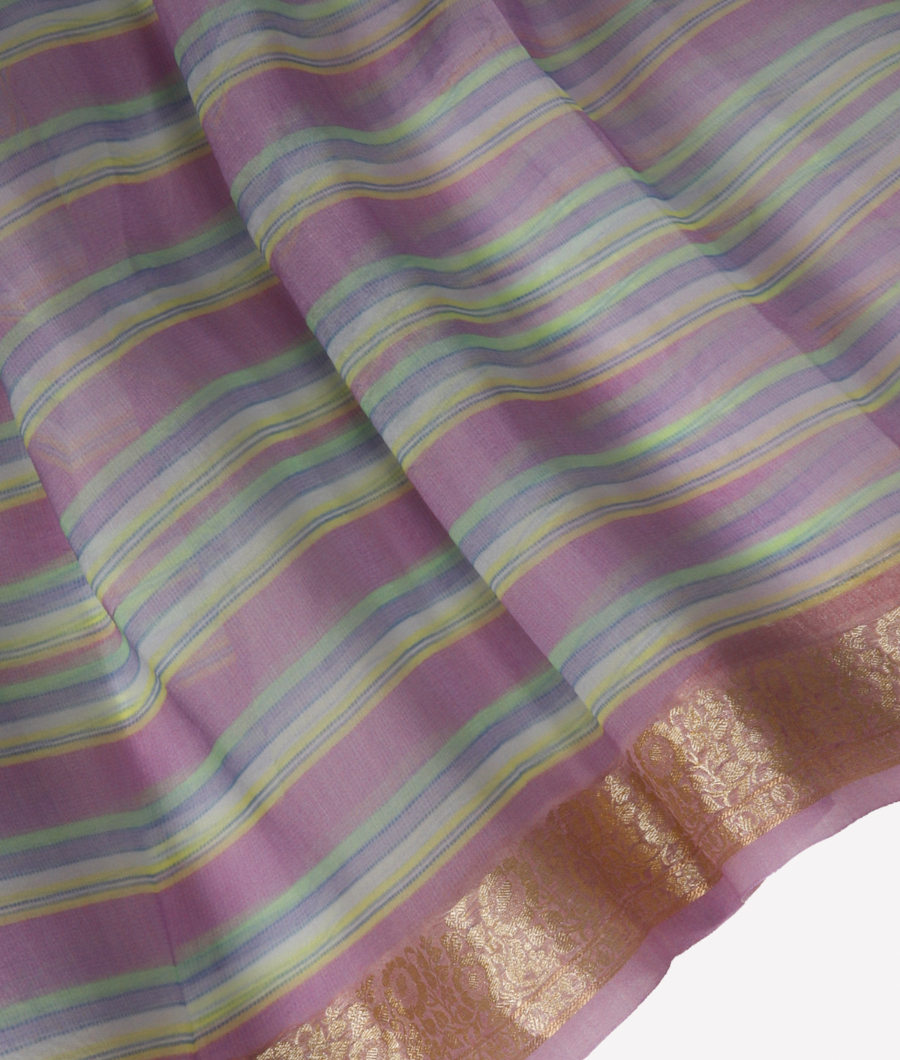 Light Lavender Kora Organza Printed Saree T3260675